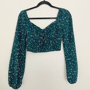 LA Hearts (Pacsun) Green floral long sleeve top